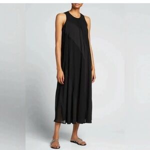 TOCCIN (NY) sleeveless mixed media overlay lined black designer dress Sz‎ XS lux